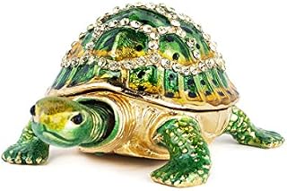 YU FENG Green Turtle Jewelry Trinket Boxes Hinged,Collectible Sea Turtle Figurines,Turtle Lover Gifts