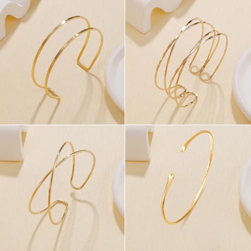 COLOYAN 4PCS Gold Arm Cuff for Women Upper Arm Bracelets Adjustable Minimalist Coil Armbands2