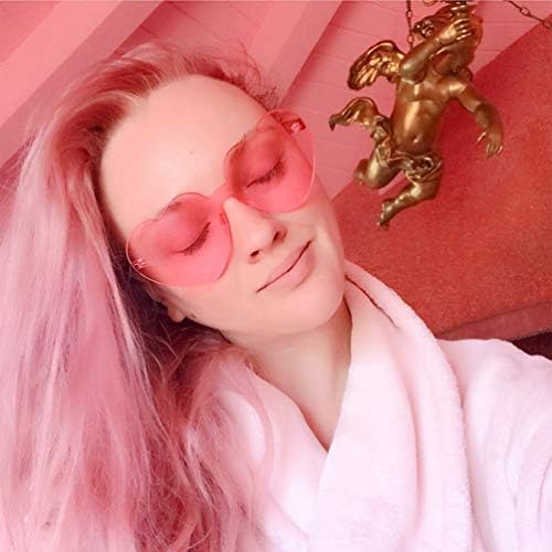 PRETYZOOM 3pcs Red Love Heart Shape Sunglasses Rimless Sunglasses for Mardi Gras Summer Party Beach Sunglasses