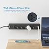 JSVER Multiprise Parasurtenseurs 5 Prises avec 2 Ports USB C+2 USB A Chargeur (5V3,4A) Multiprises Parafoudre et surtension avec Cable 2m pour Smartphone, Maison, Bureau-Noir