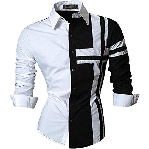 Men Casual Slim Fit Long Sleeve Button Down Dress Shirts JZS051 Black XL2