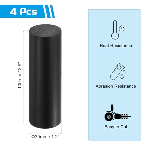 Image of MECCANIXITY ABS Plastic Rod Round Solid Bar 30 mm x 100 mm Black for DIY Model Material, Architectural Model Making, DIY Sand Table, Pack of 4