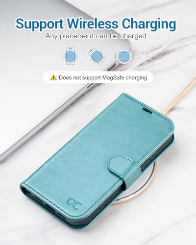 Ocase Custodia Iphone 13 Pro, Cover Iphone 13 Pro Interno Tpu Antiurto Portafoglio [Rfid Blocking] [Carta Fessura] [Supporto Stand] Custodie In Pelle Per Iphone 13 Pro (6,1 Pollici) - Verde - 5