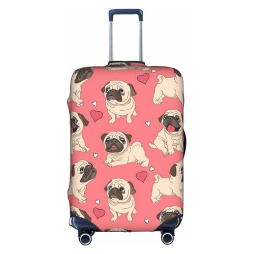 Funny Cartoon Pug Puppy Dog Printed Luggage Cover Elastic, Washable, Universal Fit 18-32 Inch Travel Suitcase Cover Easy To Identify