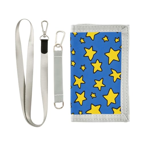 ALAZA Kids Wallets for Boys Girls Toddler Trifold Wallet Children Small Yellow Star with Zipper Coin Pocket