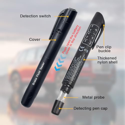 Image of Mandark 2PCS Car Brake Fluid Liquid Tester Pen, 5 LED Indicators Auto Brake Diagnostic Testing Tool for DOT 3 DOT 4 DOT 5.1 Brake Fluid, Automotive Oil Moisture Analyzer, Universal for Most Vehicles