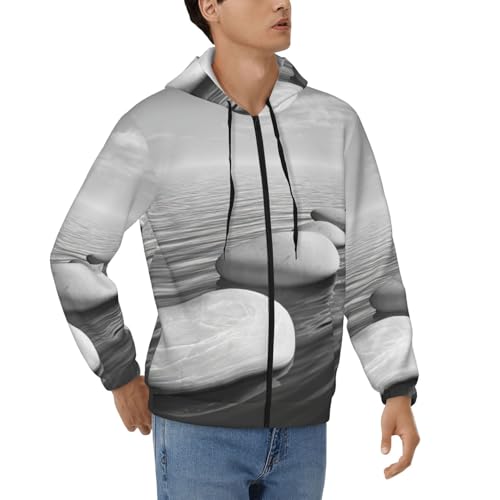 Sweatshirt Homme imprimé Zen Stones avec fermeture éclair pour un style casual décontracté