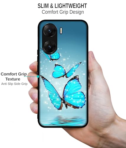 Image of Flying Butterflies Design Premium 2D Printed Metal Back Case Cover for Vivo V29E 5G