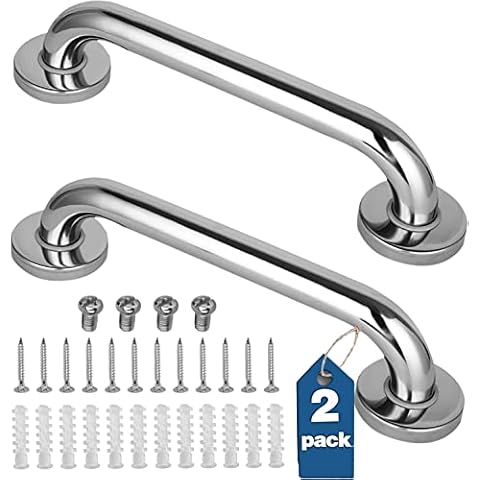 2 Pack Stainless Steel Shower Grab Bar (12 Inch) Cover