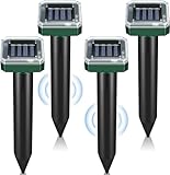 Pack of 4 Solar Mole Repellent Sonic Gopher Repellent Vole Chaser Mole Deterrent Sonic Spikes Repellent Ultrasonic Pest Control Outdoor Keep Moles Out of Yard Lawn