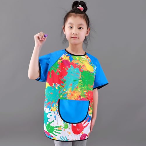 Windbreaker Rain Coat for Kids Boy Children's Art Overalls Children's Apron Painting Supply Long Sleeves (Blue, 9-11 Years)2