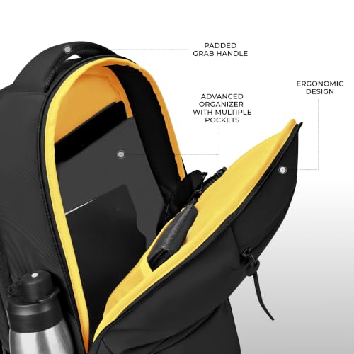 Image of Gear Armour 19 inch /28L Large Faux Leather Anti Theft Water Resistant Laptop Backpack with Raincover | Travel Backpack | Casual Backpack for men /women (Black)