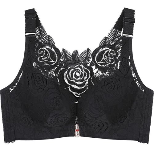 Floral Secrets Comfort Rose Bra for Womens, Front Closure Lace Comfy No Wire Bras Push Up Wire-Free & Seamless Bra