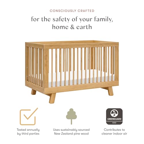 Image of Babyletto Hudson 3-in-1 Convertible Baby Crib, Honey | Baby Crib Converts to Toddler Bed & Daybed - GREENGUARD Gold Certified, Easy to Assemble - Includes Toddler Conversion Kit