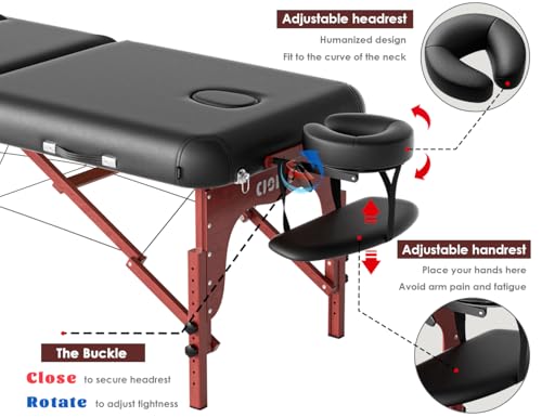 Image of CLORIS 84 inch Professional Massage Table 2 Section Portable Hold Up to 1100LBS