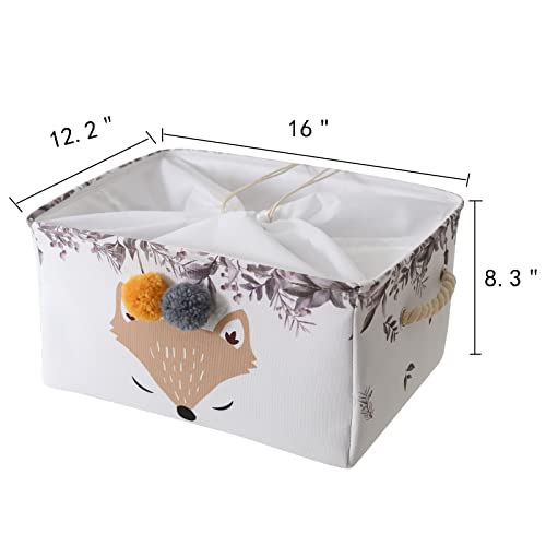 Inough Storage Basket Baby Toy Basket, Collapsible Laundry Baskets Dorm Room Essentials Dog Toy Bin Farm Animals Decor Shoe Baskets With Drawstring For Nursery Room Kidsroom, Playroom (Fox Head) #TOP6