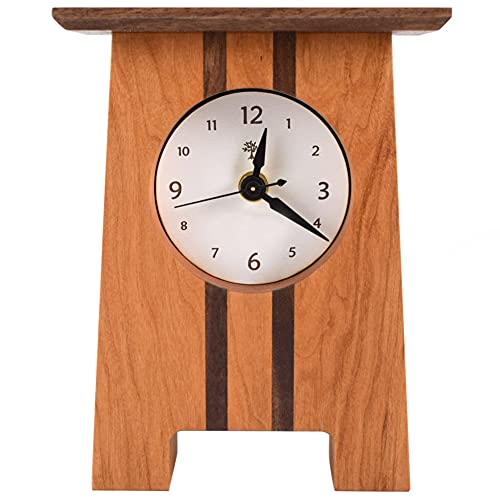 Modern Artisans Craftsman Style Desk Clock, Cherry And Walnut, 7.75" #TOP1