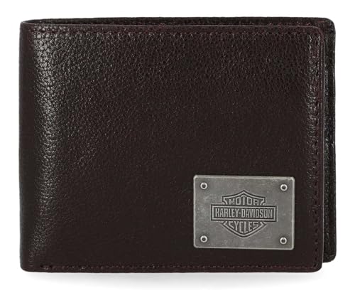Harley-Davidson Men's Bar & Shield Plate Passcase Leather Bi-Fold Wallet - Brown