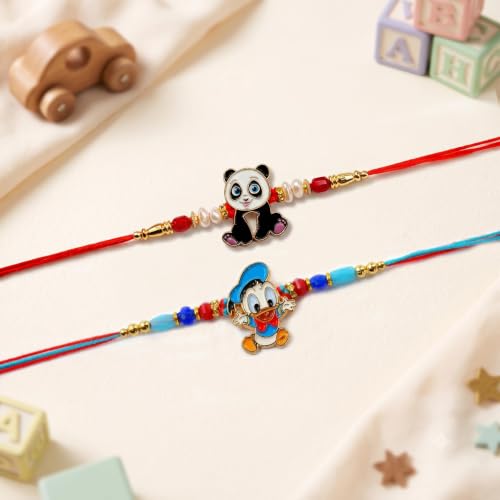 Image of CraftVatika Rakhi Set for Kids Brother, Rakhi Set of 2 for Brother Boys Baby Kids, Designer rakhis for Rakshabandhan Children Raki Set with Greeting Card, Tilak Set, for Premium RakshaSutra for Child