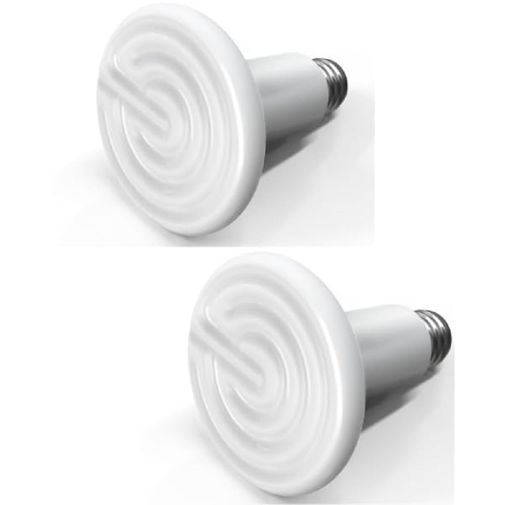 YSSOA 150W Ceramic Heat Emitter, Reptile Heat Bulbs, Ceramic Heat Lamp for Reptiles, Amphibian, Chicken, Dog, Cat, 2 Pack, White