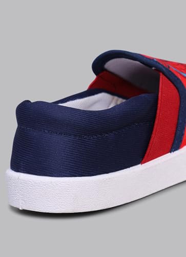 Image of Kidsville Official Marvel Comic Spiderman Printed Kids Boys Canvas Shoes- Red| Lightweight Sole, Super Flexible, Comfortable Indoor and Outdoor Slip On Lofer Shoes for Kids