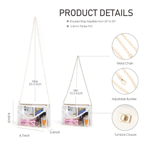 Image of Clear Purse for Women Stadium Approved, PVC Clear Crossbody Bag Transparent Bag for Stadium Events Concerts