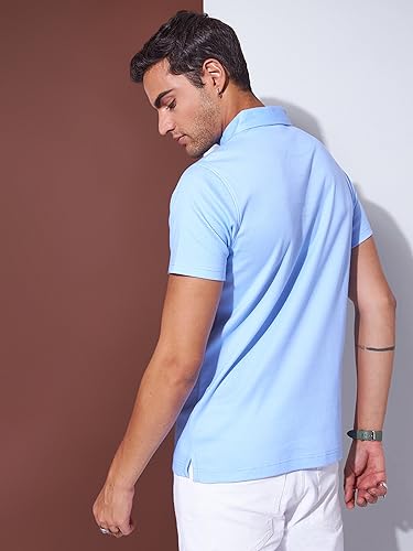 Image of Men's Solid Polo Collar Casual T-Shirt with Pocket | Cotton Polo Collar Half Sleeves Solid T-Shirt | Slim Fit Polos