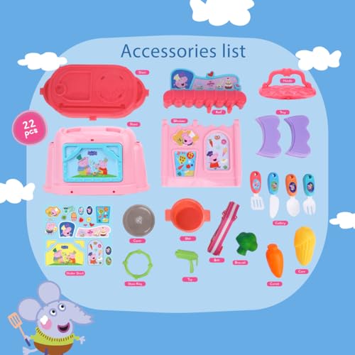 Image of GENIE'S TOY BUS Peppa Pig Kitchen Playset - Interactive Pretend Play Girls Toy with Accessories | Official Peppa Pig Licensed Toy for Kids (Ages 3+)