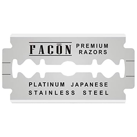 50 Facón Platinum Japanese Stainless Steel Double Edge Razor Blades for Safety Razor - Close Smooth Shaving Experience - 200+ Shaves Cover