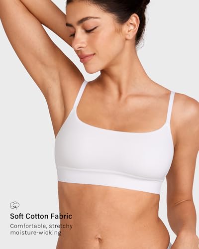 Image of INLYRIC Women's Cotton Bralette - Wireless Unlined Sleep Comfortable Seamless Cami Bra