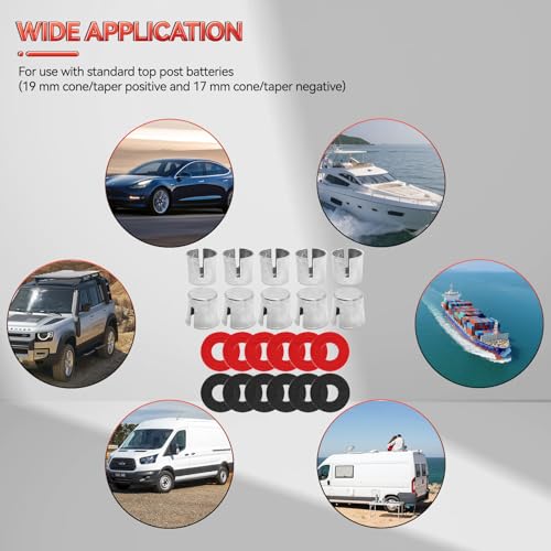 10 Stück Autobatterie-Adapterhülsen, Batterie Klemmen Adapter Einfache Lösung Post Reparaturscheiben Batterieadapter Hülsen mit hochwertigen