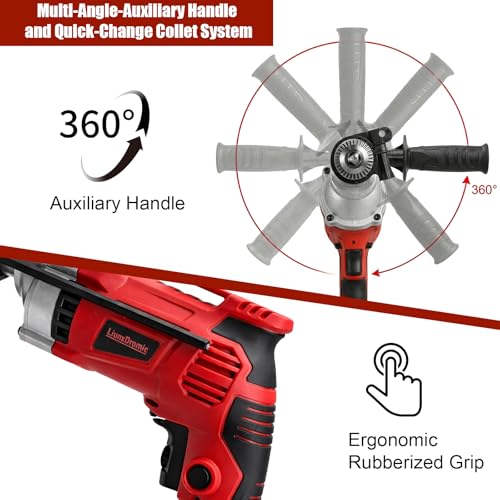 LiunxDromic Hammer Drill 1/2-Inch 910W Power Drill 0-3000RPM with 38 Accessories Electric hammer with 360° Rotary Handle Variable Speed corded hammer drill Carring Case (38 Accessories) by LiunxDromic - Image 8