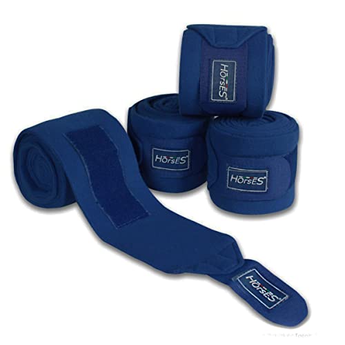 Horses Fasce Pile Antipilling Royal Blu, Fasce per la Protezione del Cavallo, per Favorire la Ripresa Dopo Gli Sforzi e Proteggerlo da Graffi e Urti