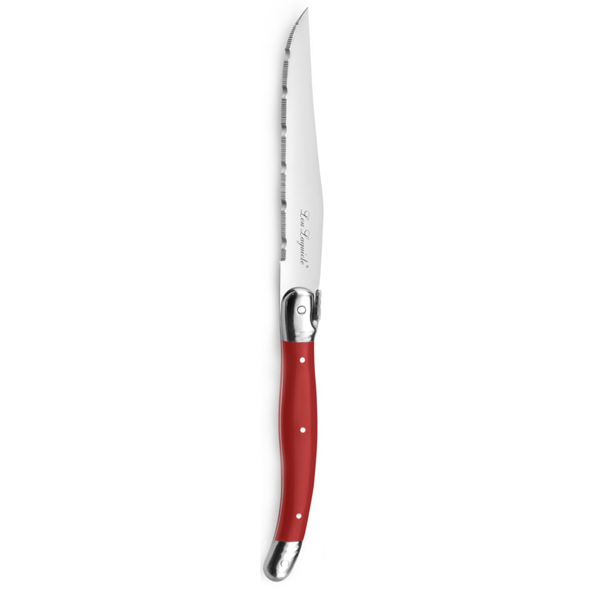 LOU LAGUIOLE - Blocco da 6 coltelli da bistecca - Tradition - Acciaio 18/0 - Finitura Brillante - Rosso