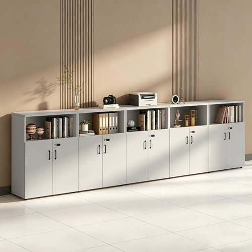 HSHBDDM File Cabinet with Password Lock, Wood Lateral Filing Cabinet for Letter/A4 Files, 3 Drawer with Door, Printer Stand with Open Shelves for Home Office
