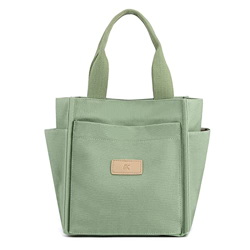 Sac porté épaule en toile grand cabas femme vert clair sac de cours et voyage