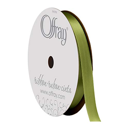 Image of Berwick Offray 475850 3 /8 inch Wide Single Face Satin Ribbon, Lemon Grass Green, 6 Yds