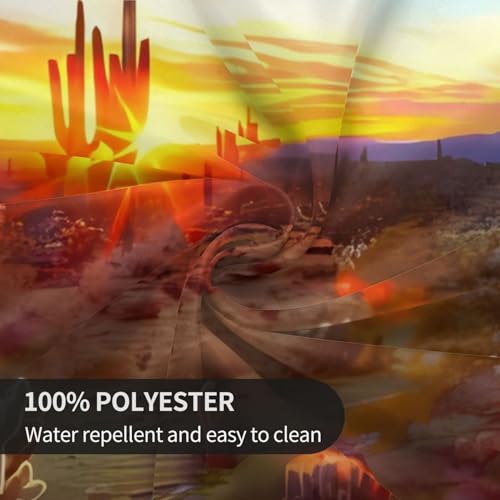 Nappe ronde cactus désert coucher de soleil imperméable et infroissable Ø152 cm