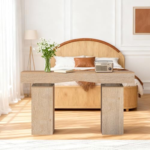 Image of Sonharlar 63 Inch Long Entryway Table Bold, Wooden Console Table with Socket Farmhouse Sofa Table for Entrance, Hallway, Living Room, Behind Couch(Oak Brown)