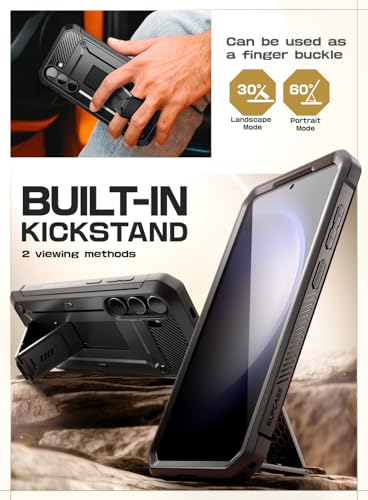 Image of SUPCASE for Samsung Galaxy S24 Case with Stand [2 Front Frames] [Built-in Screen Protector & Belt-Clip] [Military-Grade Protection] Heavy Duty Rugged Kickstand Phone Case for Galaxy S24 6.2 inch, Black