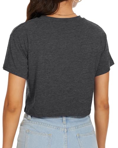 Image of Womens Summer Crop Tops Short Sleeve Round Neck T-Shirts Loose Fit Casual Blouse 2026