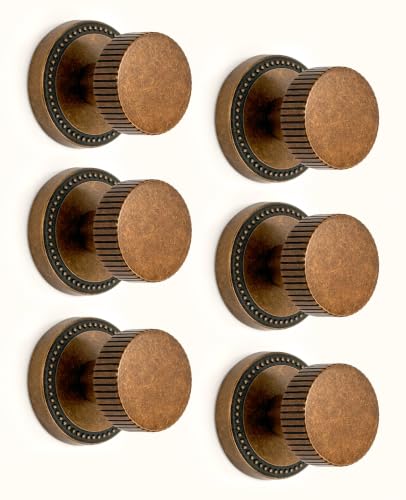 Asidrama 6 Pack Antique Brass Passage Door Knobs with Lock, Vintage Door Handles with Antique Brass Door Knobs Interior for Bedroom or Bathroom, Heavy Duty Door Lever for Left Right Sided Doors