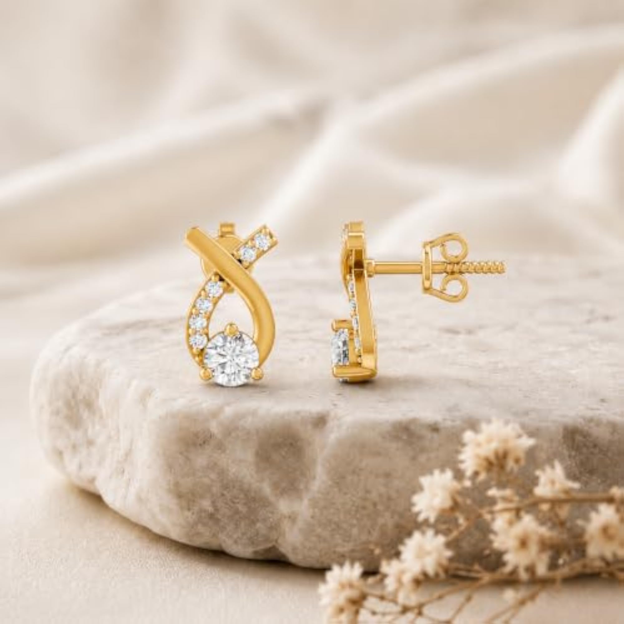 Women's 925 Sterling Silver Gold Plated Infinity Twist Stud Earrings