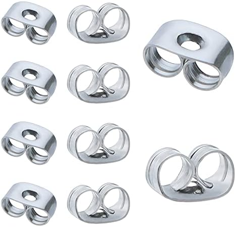 300 Pieces Stainless Steel Butterfly Earring Backs (Silver 6x4.5mm)