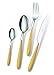 Set di Posate da Tavola Caribe Giallo 62 in acciaio inox 18/0, Nichel free, per 6 persone, 24 pezzi