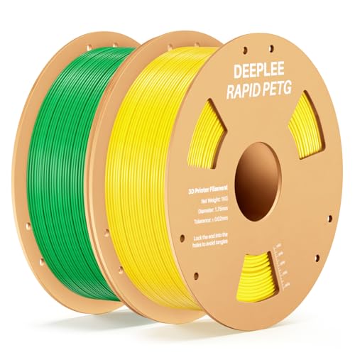 DEEPLEE Rapid PETG Filament 1.75mm, High Speed PETG 3D Printer Filament Up to 600 mm/s, Dimensional Accuracy +/- 0.02 mm, Fits for Most FDM 3D Printers, 2kg Yellow & Green
