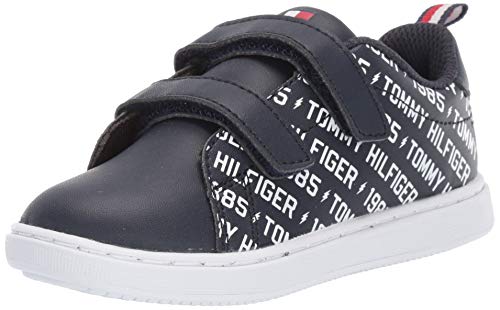 Tommy Hilfiger Kid's Iconic Court Logo ALT Sneaker, Navy/White, 9 Toddler US Toddler
