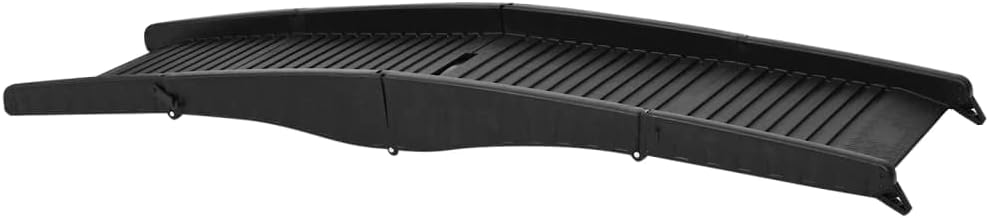 Black Plastic Folding Dog Ramp Portable Rectangular Pet Ramp for Cars and Furniture with Non-Slip Surface and Safety Rails for Large Breed Pets