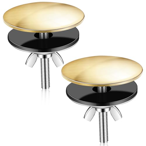 2 piezas de 2 pulgadas para agujero de fregadero de cocina, cubierta de agujero de grifo, cubierta de acero inoxidable para fregadero de cocina, tapa de tapón de metal (oro cepillado)