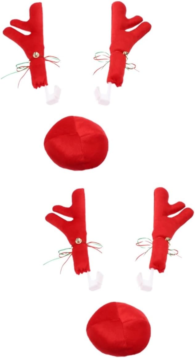 BESTOYARD 2 Sets Reindeer Car Decorations Nativity Decor Christmas Vehicle Costume Deer Car Reindeer Costume Accessories Rudolf Car Kit Holiday Car Decoration Kit Elk Decor Clothing Window